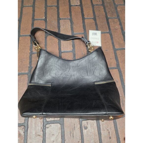 Jen & Co Hobo Bag Black Leather Boho Bag Shoulder Purse - Picture 1 of 5